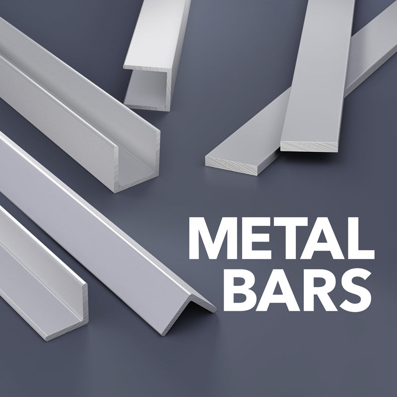 Metal bars showcasing various profiles in aluminum and steel for versatile applications and easy customization.