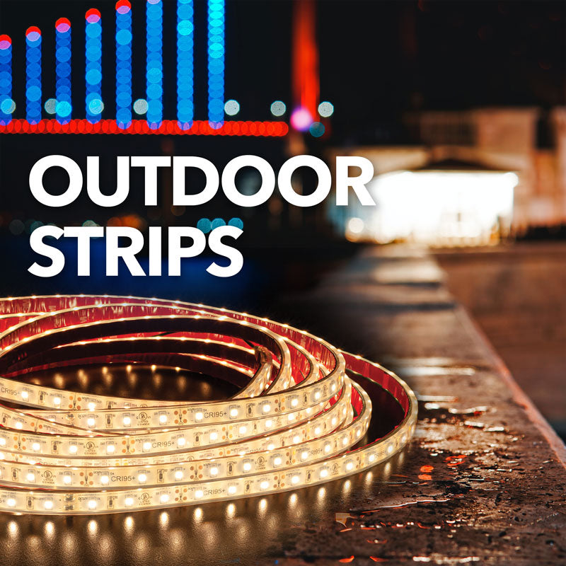 Durable outdoor LED strip lights illuminated in vibrant colors for versatile outdoor lighting solutions.