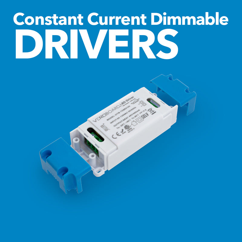 Constant current dimmable LED driver with blue connectors, designed for versatile lighting applications.