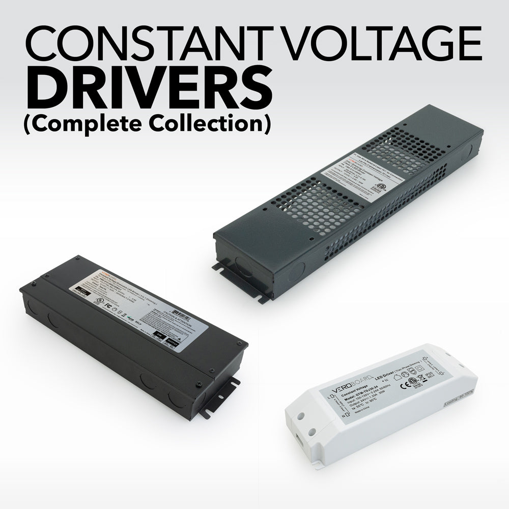 Collection of Constant Voltage Dimmable LED Drivers in various designs for versatile lighting solutions.