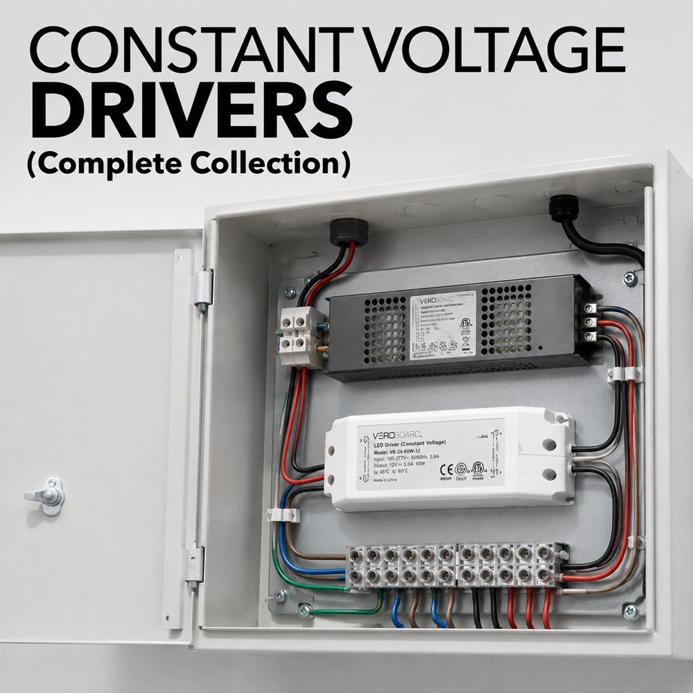Collection of Constant Voltage Dimmable LED Drivers in various designs for versatile lighting solutions.