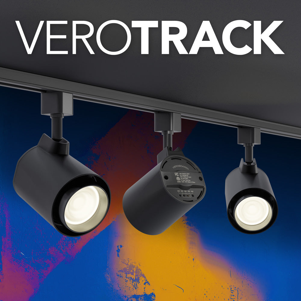 VeroTrack lighting fixture in black finish, showcasing modern design and precise illumination options.