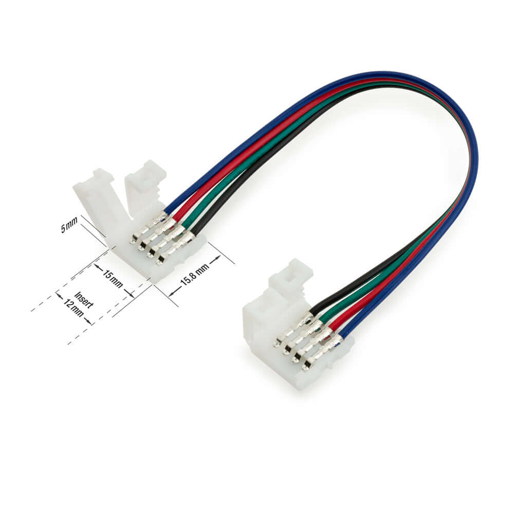 VBD-RGBCON-12MM-CRNR Solderless Quick Connector RGB to RGB LED Strip, Veroboard