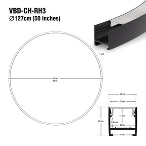VBD-CH-RH3 Round Aluminum Channel 1270mm(50in), Veroboard