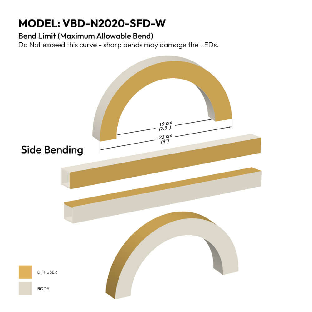 VBD-N2020-SFD-W White Silicone Flexible LED Neon channel