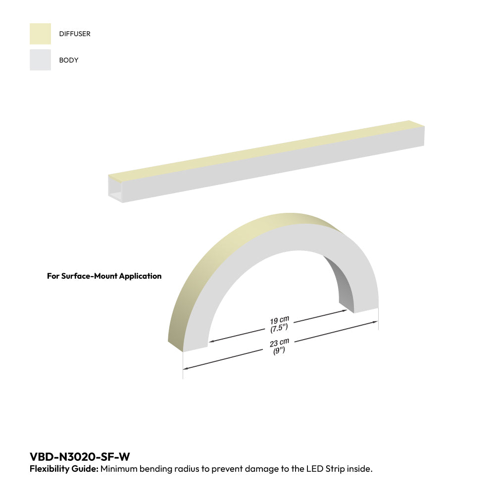VBD-N3020-SF-W White Silicone Flexible LED Neon channel