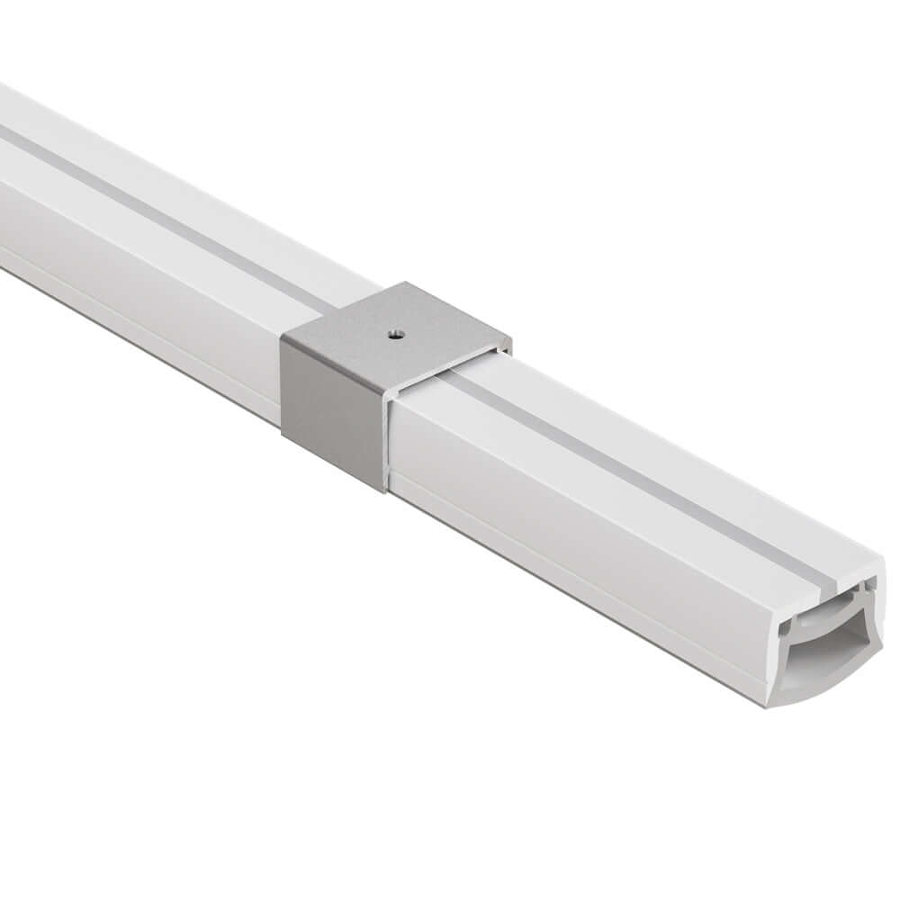 VBD-N3020-SF-W white silicone flexible LED neon channel with metallic connector for flush or surface mounting.