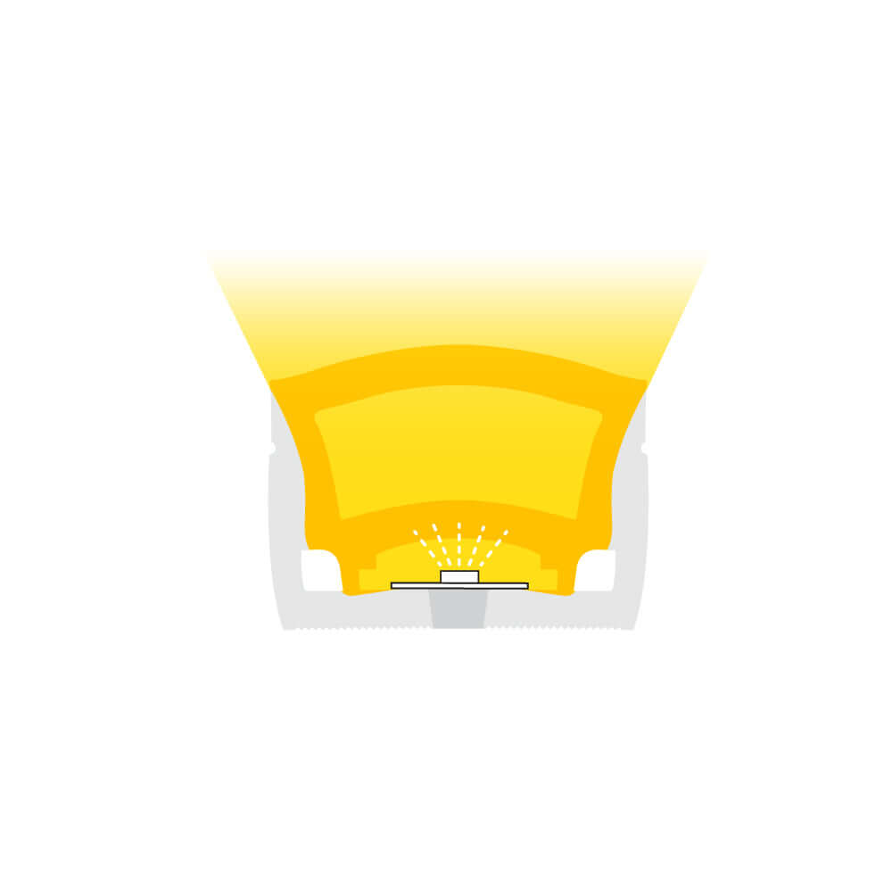 Diagram showing LED neon channel lighting with yellow illumination effect.