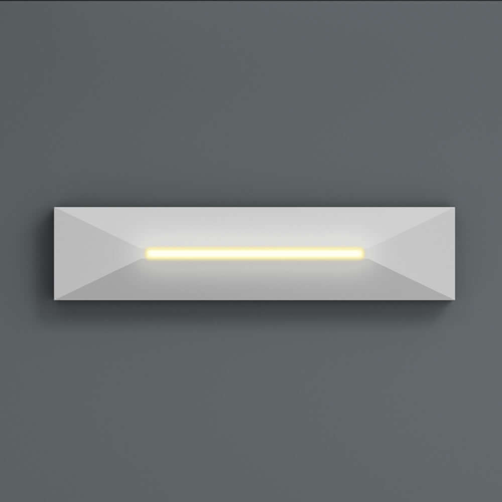VBD-COB-24V-100L-xxxx-STP4-White 4-inch step light with warm LED glow on a gray background.