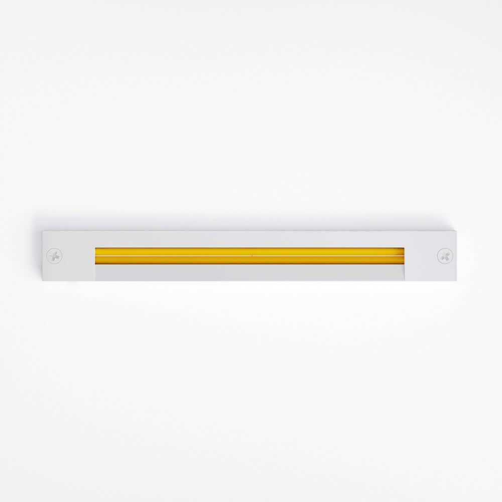 White 8 inch COB linear cabinet light with yellow illumination, ideal for indoor use, model VBD-COB-24V-400L.