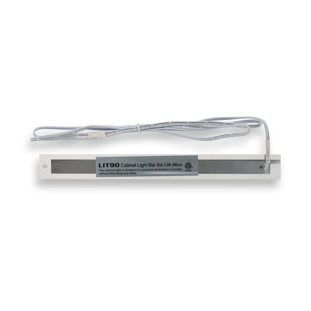 LIT90 cabinet light bar with 1 meter cable, 24V, 4.5W, suitable for indoor use.