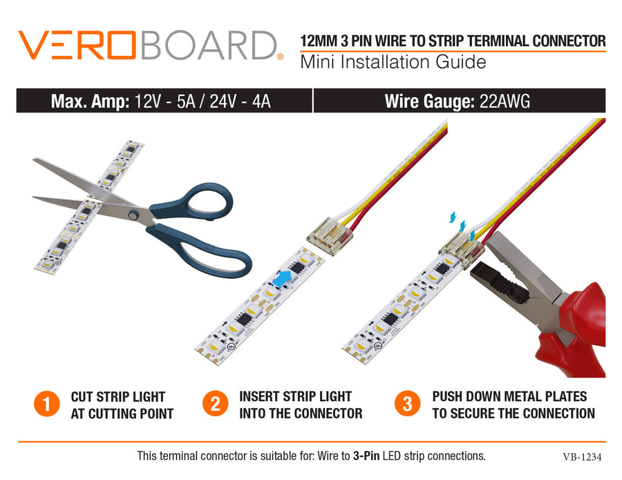 VBD-HBBC-12MM-1S1W LED Strip to Wire Connector