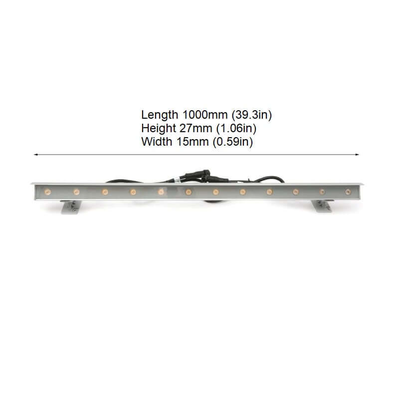 VBD-B6IB2434-xxxx-40 Linear LED Wall Washer dimensions: 1000mm x 27mm x 15mm with light source details.