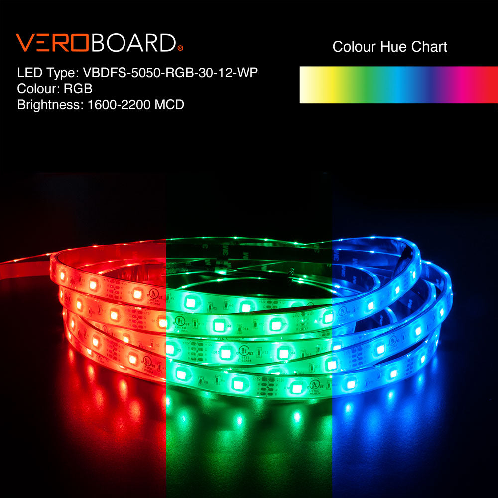Høflig Distrahere Siege VBDFS-5050-RGB-30-12-WP Color Changing LED Strip, 7.2W/m(2.2W/ft)