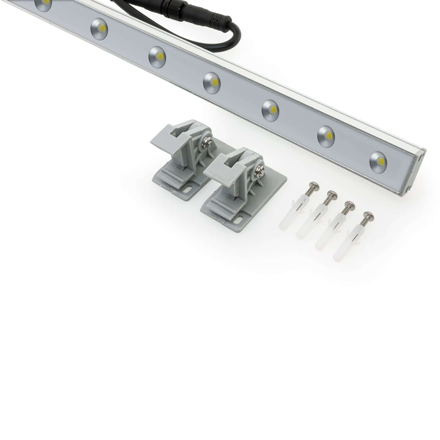 VBD-B6IB2434-xxxx-40 Linear LED Wall Washer with mounting brackets and screws, 100cm dimmable, IP65 rated.