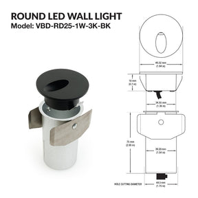 VBD-RD25-1W-3K-BK Square LED Step Lights, Veroboard