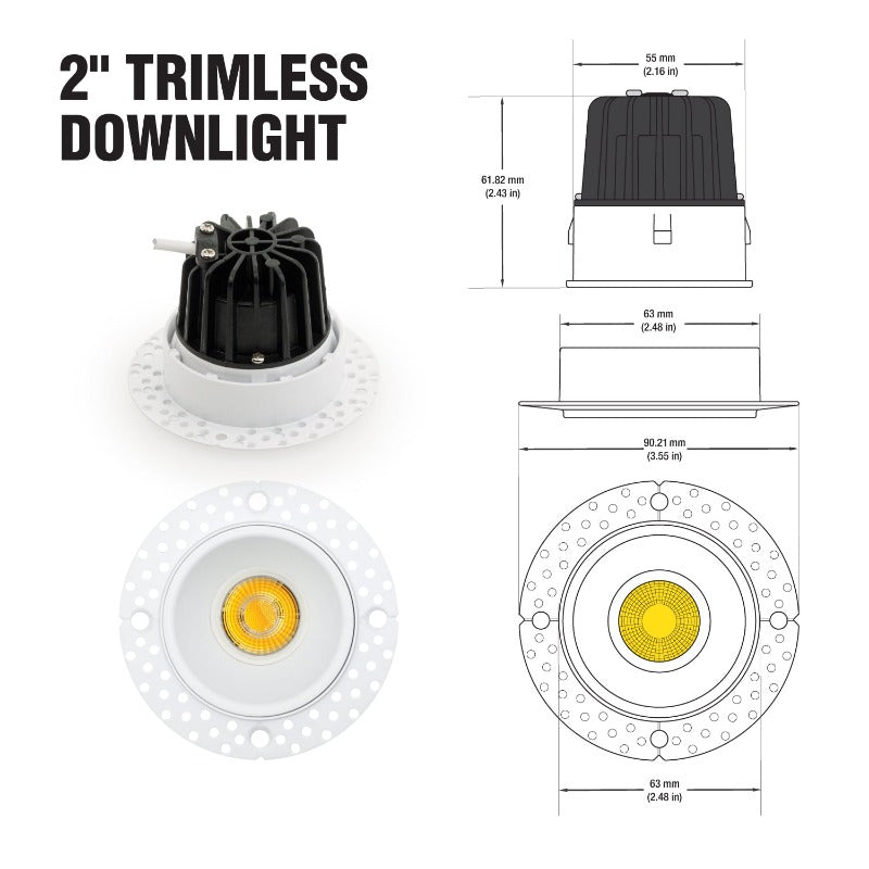 2 Inch Trimless Downlight LED-2-S8W-L5CCTWH-T, Veroboard