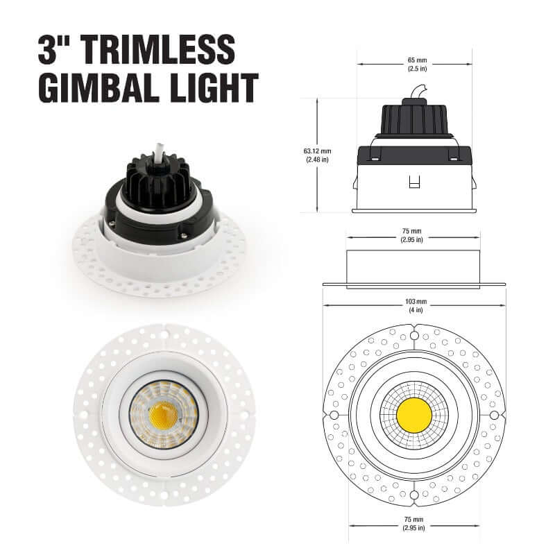 3 Inch Trimless Gimbal LED-3-S8W-L5CCTWH-T, Veroboard