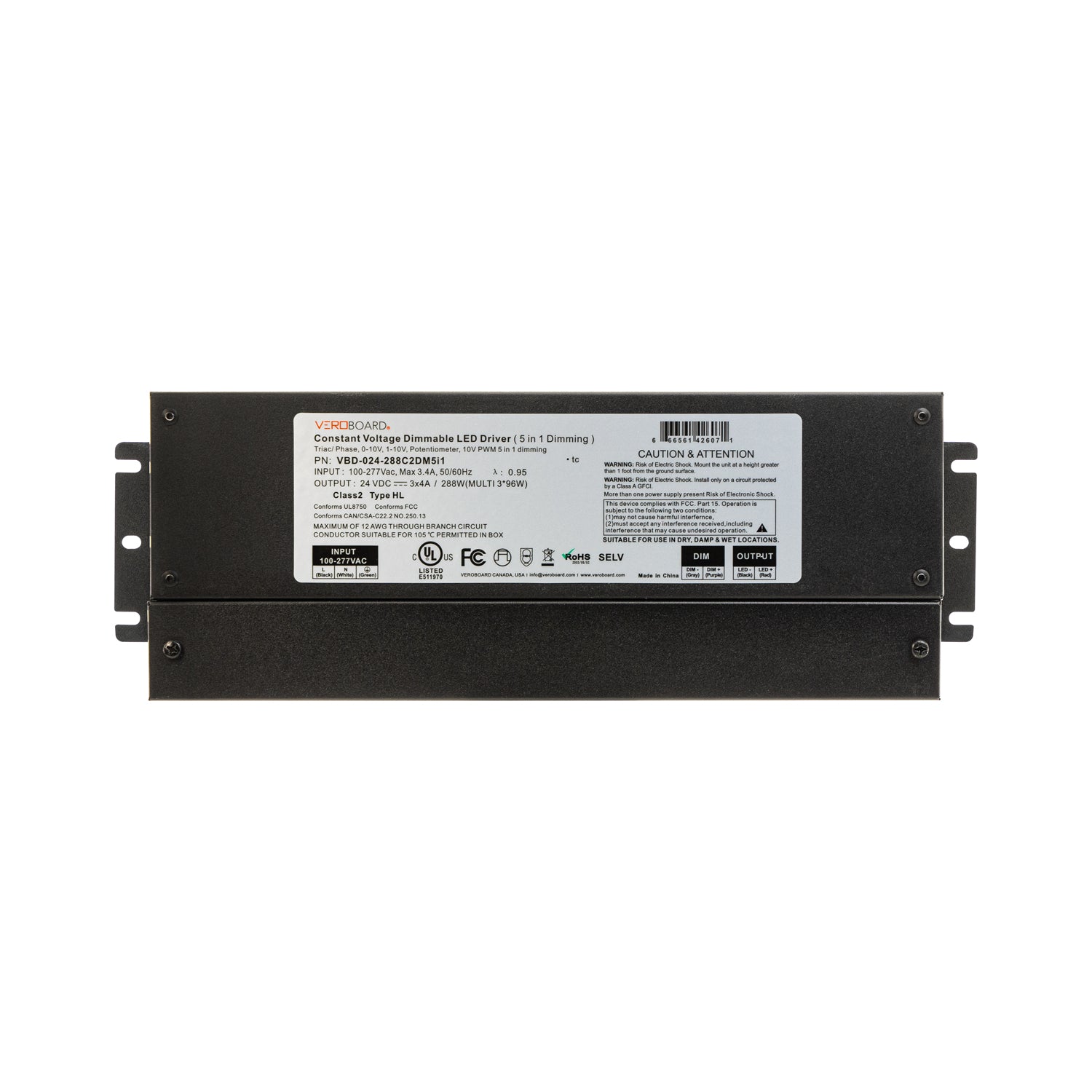 VBD-024-288C2DM5i1 Constant Voltage Dimmable Driver (5 in 1), Veroboard