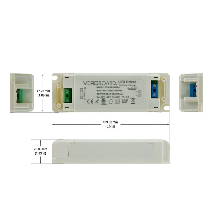 Constant Current 740ma 42-54V 38W Dimmable OTM-TD203500, Veroboard