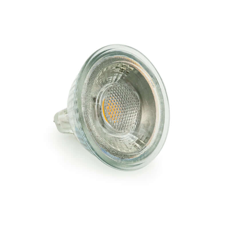 MR16 LED light bulb with GU5.3 base, 5W, 400Lm brightness, warm white, dimmable, 36° beam angle.