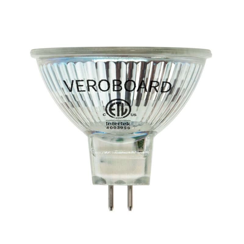 MR16 LED light bulb with GU5.3 base, 5W power, warm white 3000K, 400Lm brightness, ETL certified.