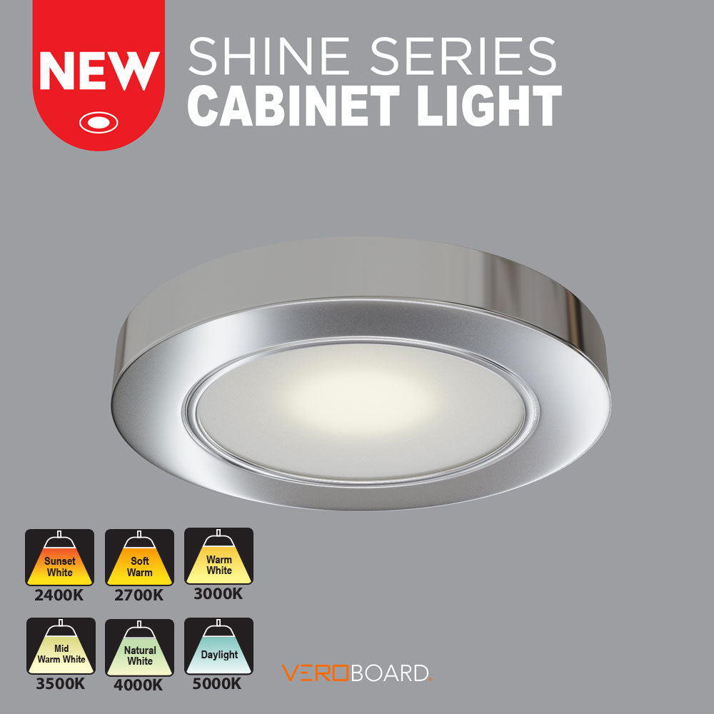 VBUN-2R25-12V-Polishe Chrome Retrofit Cabinet Light 12V 2.5W Shine Series, Veroboard