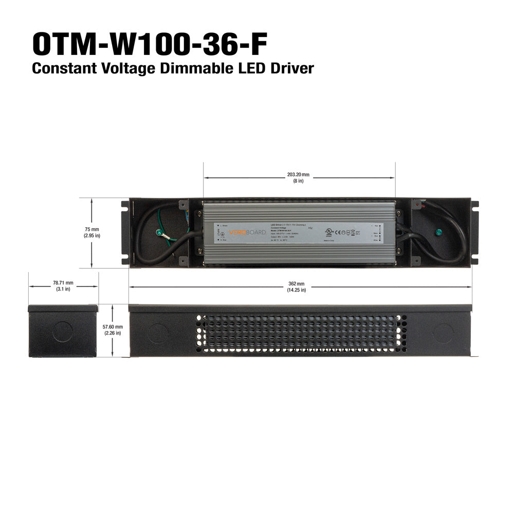 OTM-W100-36-F 0-10V Dimmable Constant Voltage LED Driver 36V 100W, Veroboard 