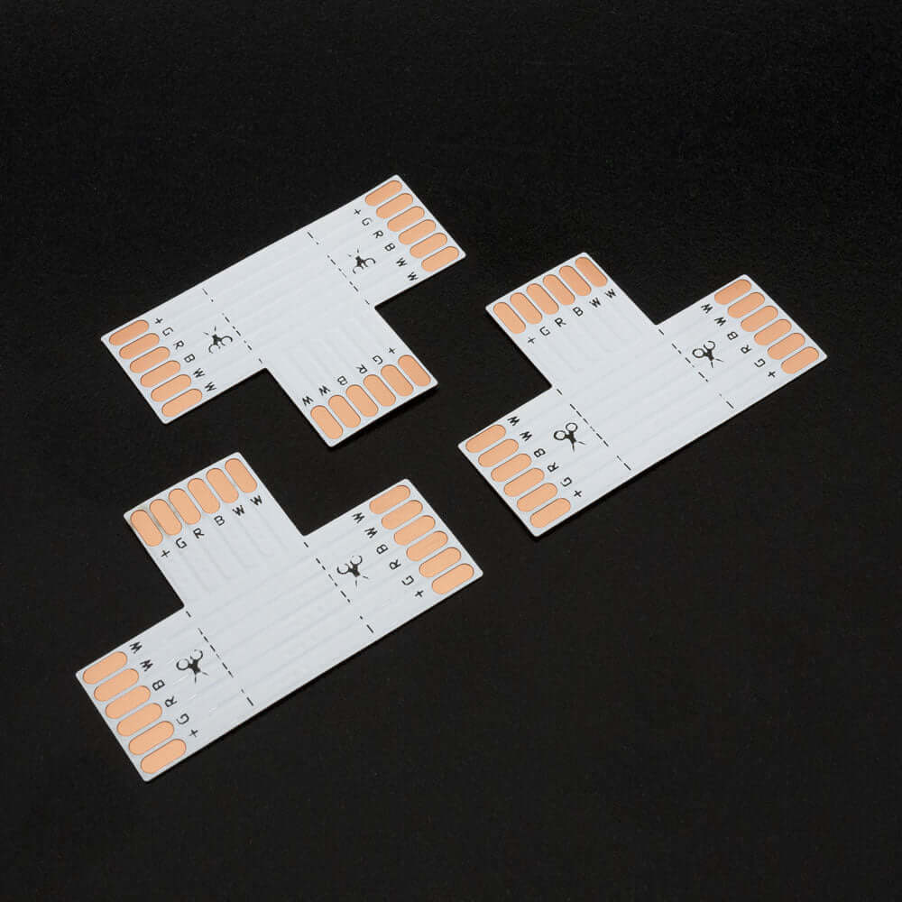 VBD-FPC12-T6A PCB Type 3 Way Expansion Connector For WRGBWW strip Light(12mm) (Pack of 3), Veroboard