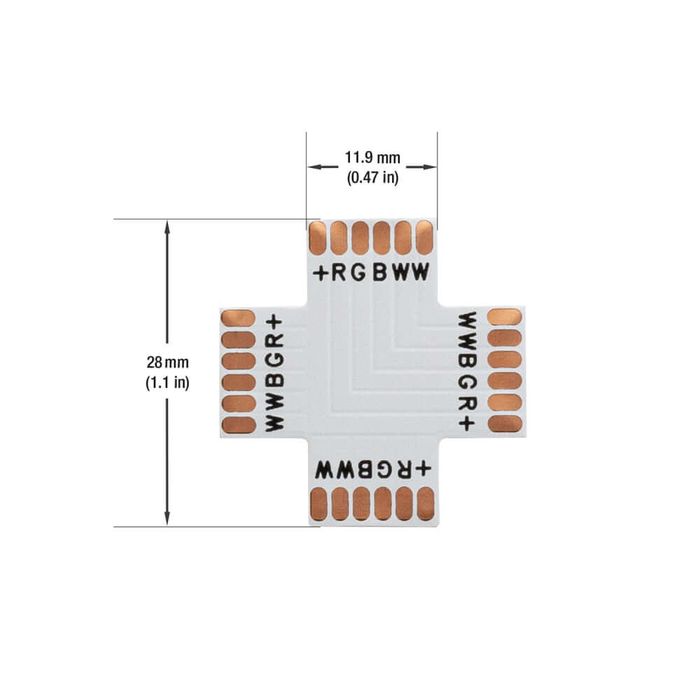 VBD-FPC-12-C6A PCB Type 4 Way Expansion Connector For WRGBWW Strip Light(12mm) (Pack of 3), Veroboard