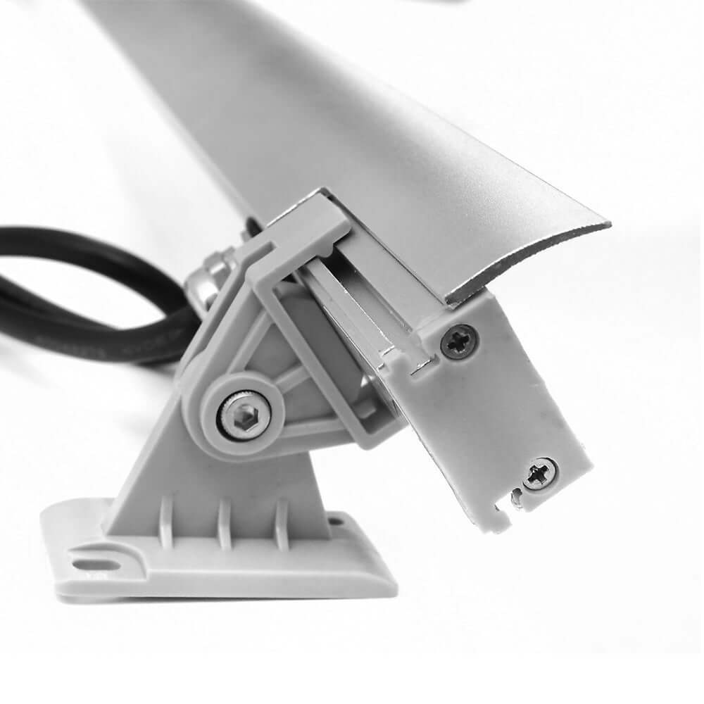 Close-up of VBD-B6IB2434 linear LED wall washer mounting bracket showcasing its adjustable design.