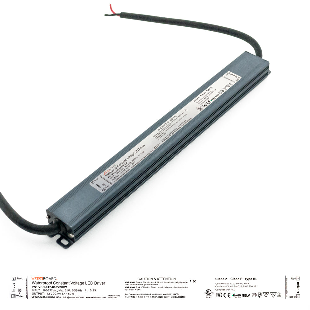 277 Volt input 12 Volt Output - 60 Watt A/C, LED Driver