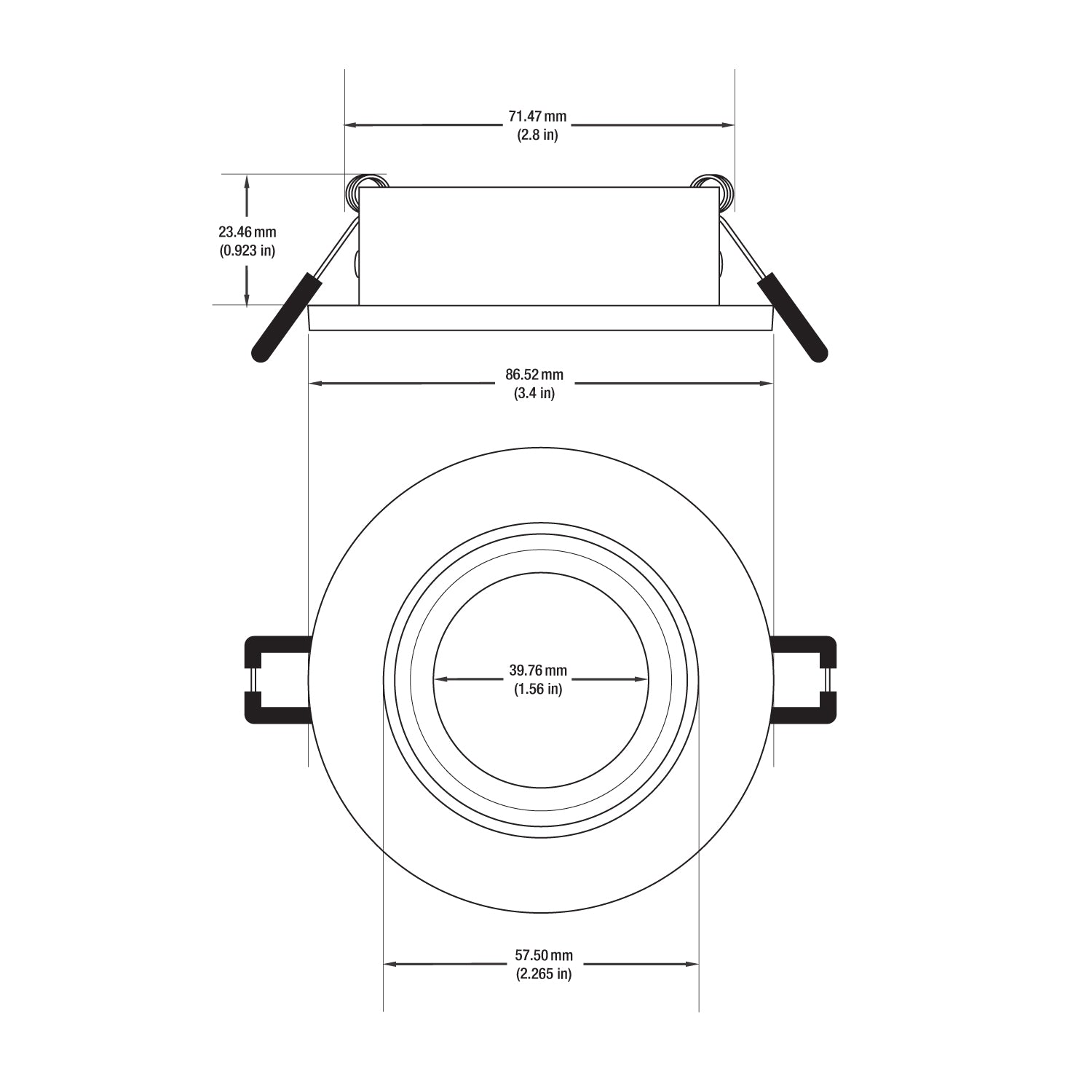 VBD-MTR-70T Low Voltage IC Rated Recessed Light Trim