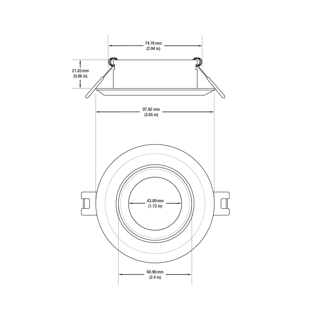 VBD-MTR-6W Low Voltage IC Rated Recessed Light Trim