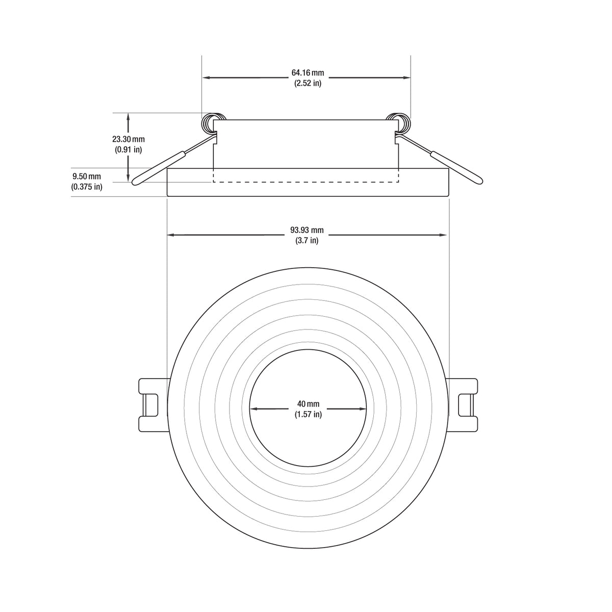 VBD-MTR-13B Low Voltage IC Rated Recessed Light Trim