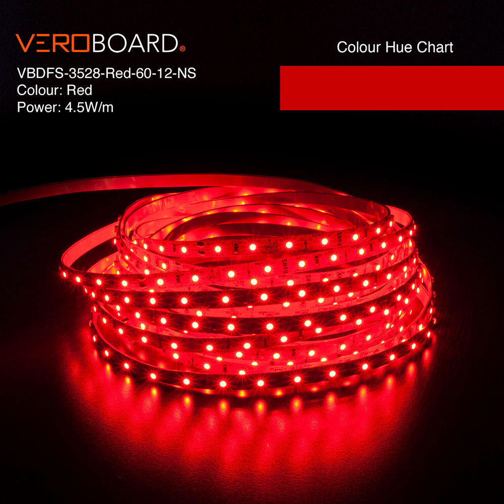 VBDFS-3528-xxxx-60-12-NS 480Lm/m(146Lm/ft) 4.5W/m(1.5W/ft) CCT(2.7K, 3K, 3.5K, 4K, 5K, Yellow, Red, Blue)