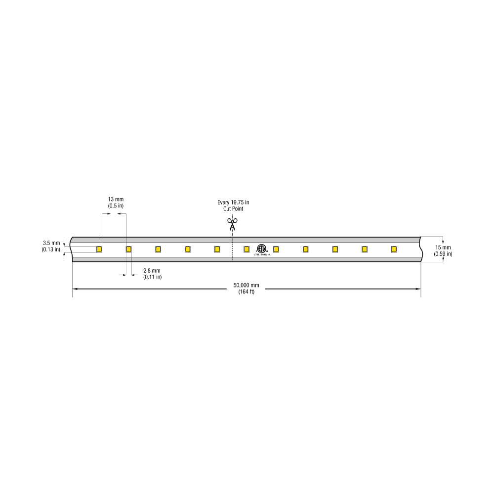 VBDFS-2835-XXXX-60-120-WP Waterproof LED Strip, 656Lm/m (200Lm/ft) 6.4W/m(2W/ft) CCT(3K, 6K)