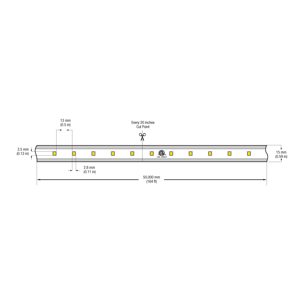 VBDFS-2835-XXXX-60-120-WP Waterproof LED Strip, 656Lm/m (200Lm/ft) 6.4W/m(2W/ft) CCT(3K, 6K)