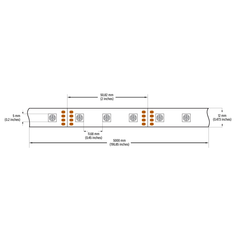 VBDFS-5050-RGB-60-12-NS Color Changing LED Strip, 14.4W/m(4.5W/ft) RGB