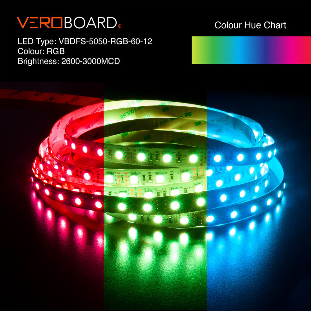 VBDFS-5050-RGB-60-12-NS Color Changing LED Strip, 14.4W/m(4.5W/ft) RGB