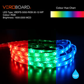 VBDFS-5050-RGB-30-12-WP Color Changing LED Strip, 7.2W/m(2.2W/ft) RGB
