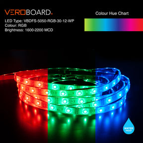 VBDFS-5050-RGB-30-12-WP Color Changing LED Strip, 7.2W/m(2.2W/ft) RGB