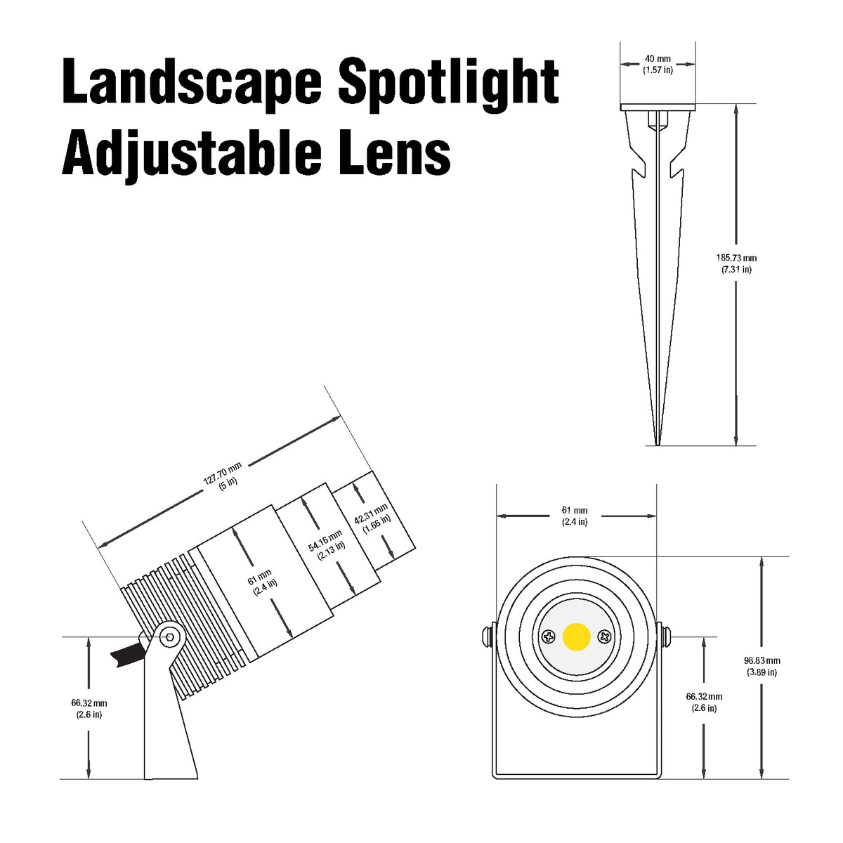 VBD-12W-COB-1200-B Landscape Adjustable Lens, veroboard