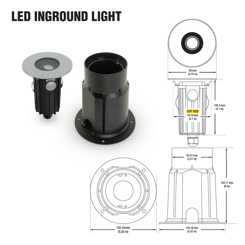 VBD-XB2CFR0157 3.75 inch Outdoor Round Adjustable Beam Direction In-ground Light