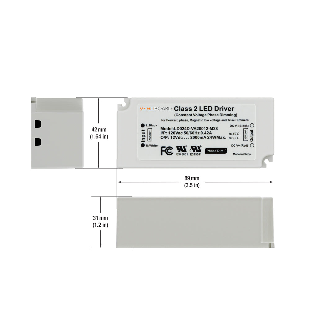 LD024D-VA20012-M28 Triac dimmable Constant Voltage LED Driver, 12V 24W