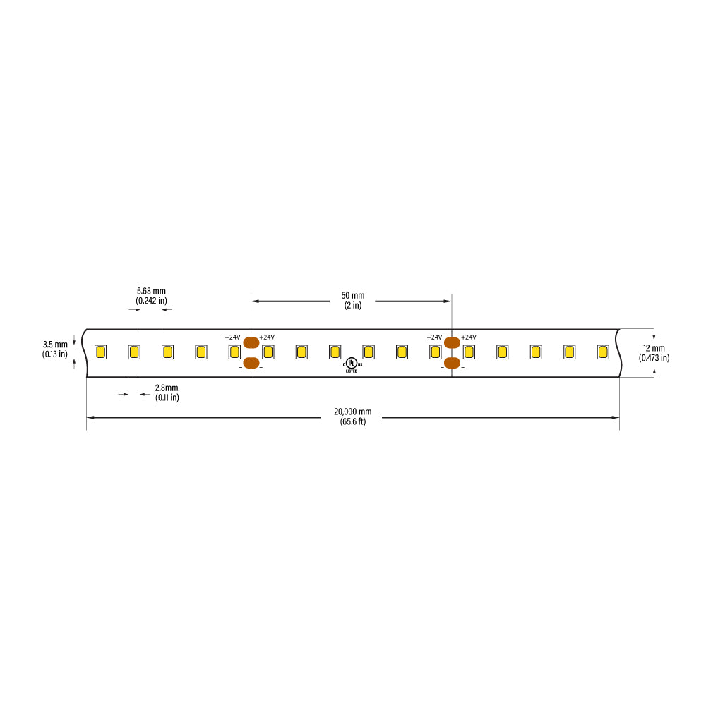 VBDFS-L2835-xxxx-120-24-NS 980Lm/m(298Lm/ft) 10W/m(3W/ft) CCT(2.7K, 3K, 3.5K, 4K, 5K, 6K)