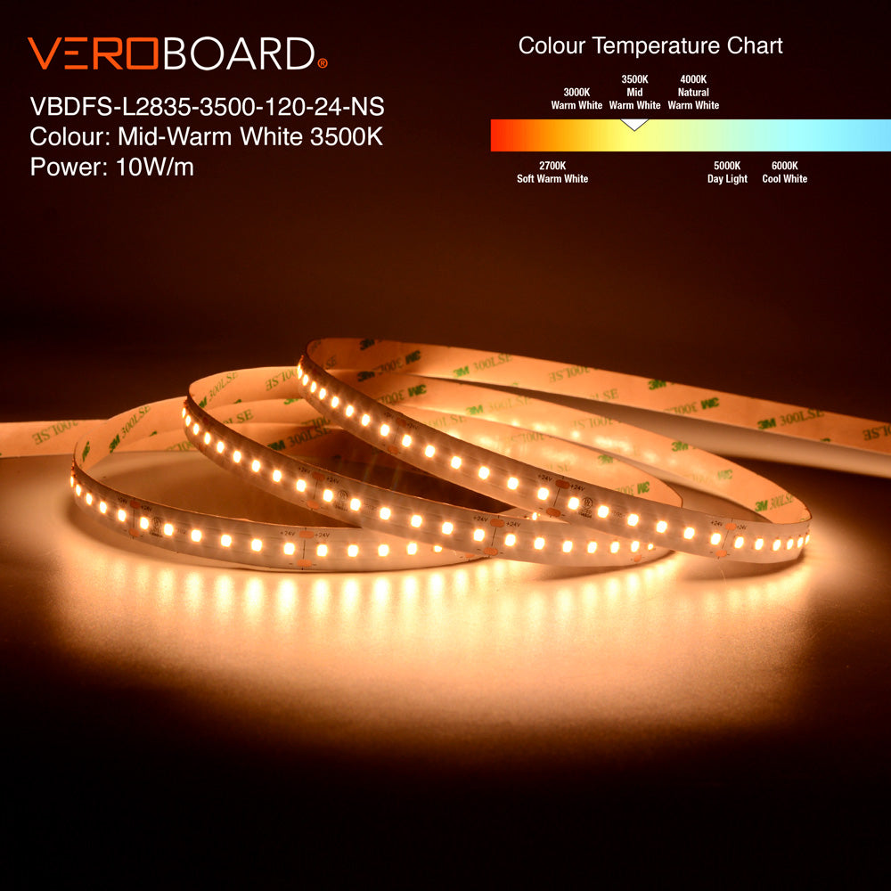 VBDFS-L2835 LED Strip - 10W/m, 980Lm/m, Multiple CCTs
