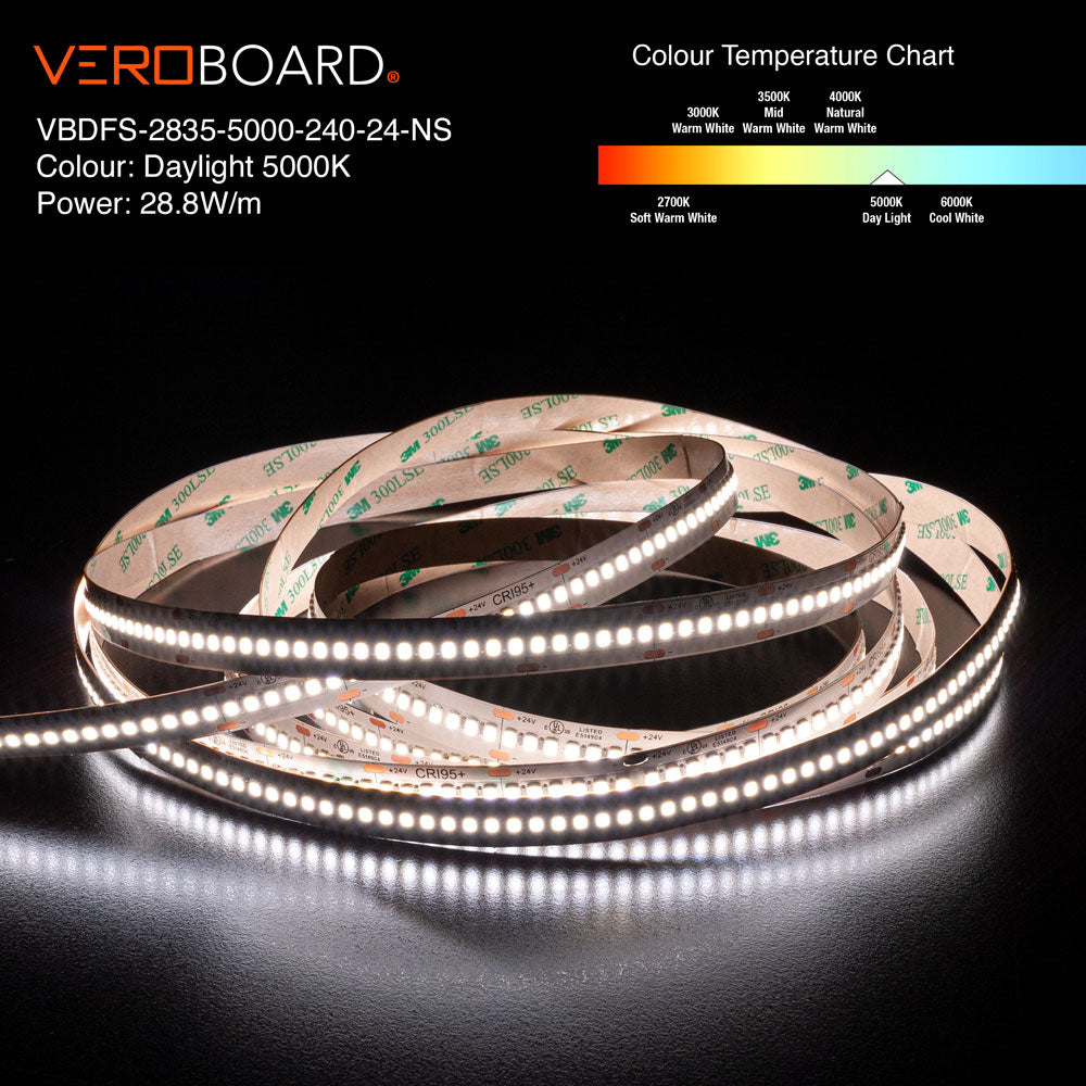 VBDFS-2835-xxxx-240-24-NS 5280Lm/m(1609Lm/ft) 28.8W/m(9W/ft) CCT(2.7K, 3K, 3.5K, 4K, 5K, 6K)