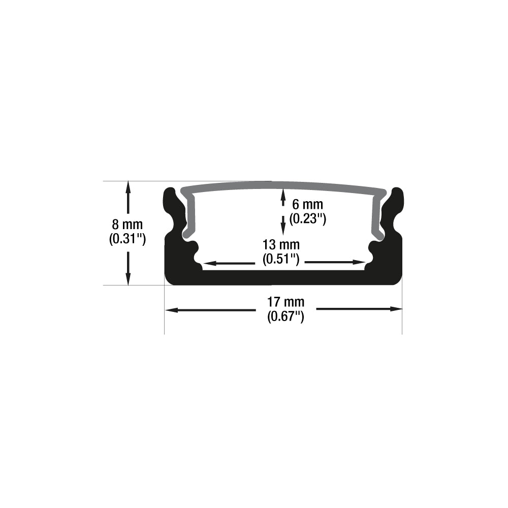 VBD-CH-S5B Black Low Profile LED Aluminum Channel
