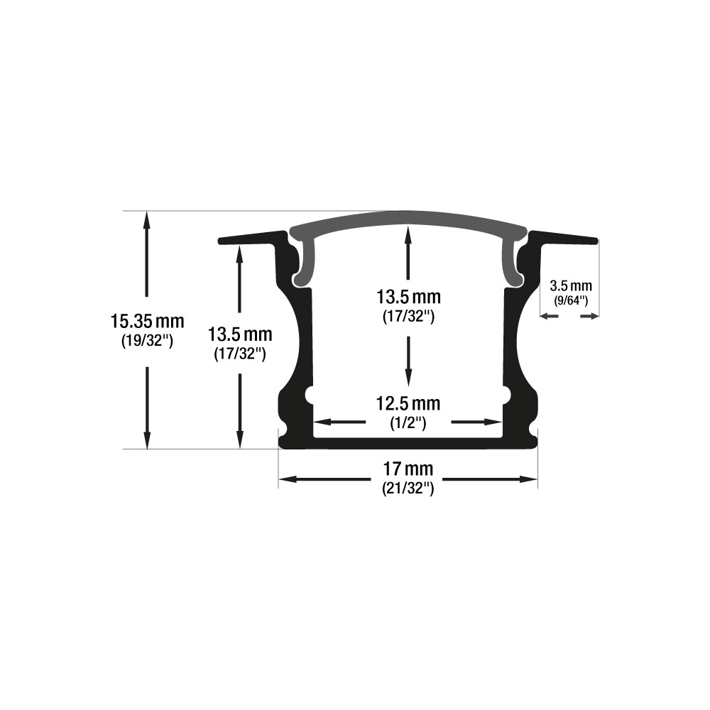 VBD-CH-RF1B Black Recessed LED Aluminum Channel